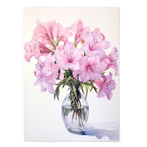 Watercolor Azalea Wall Art Illustration Print Poster Unframed - Picture 2 of 5